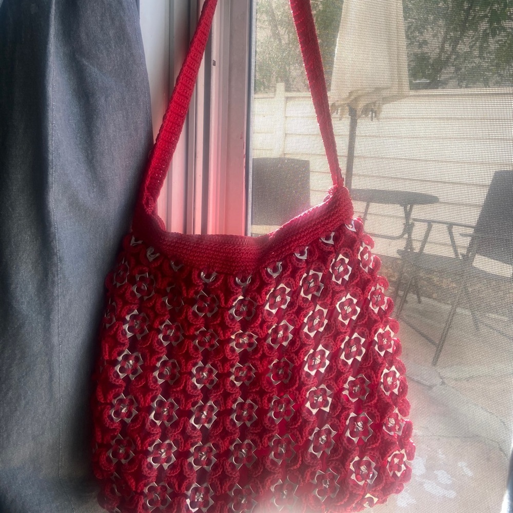 Crochet One Of a Kind Red Satchel Bah